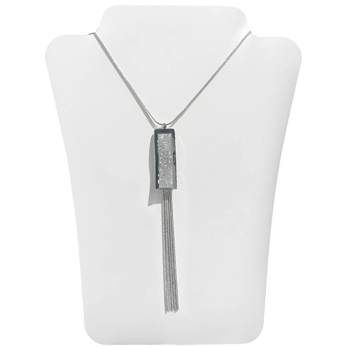 Crystal Rectangle w/ Tassles Necklace