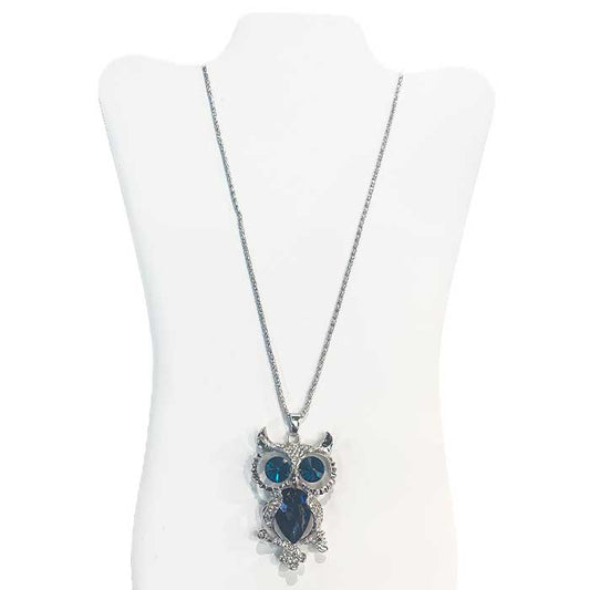 Long - Owl - Blue Tones Necklace