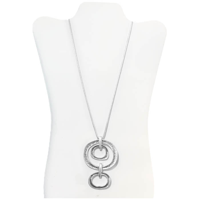 Long - Embedded Irreg. Circles & Linked Circle Necklace