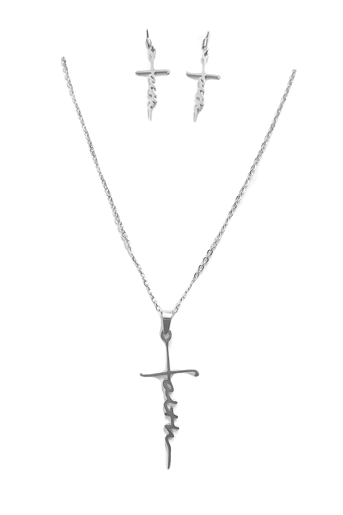 Faith Word Cross N/E Set