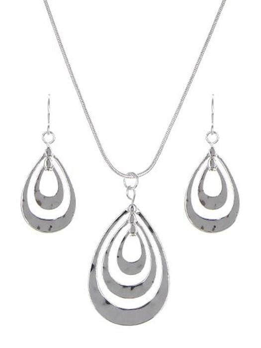 Triple Teardrop - Silver N/E Set