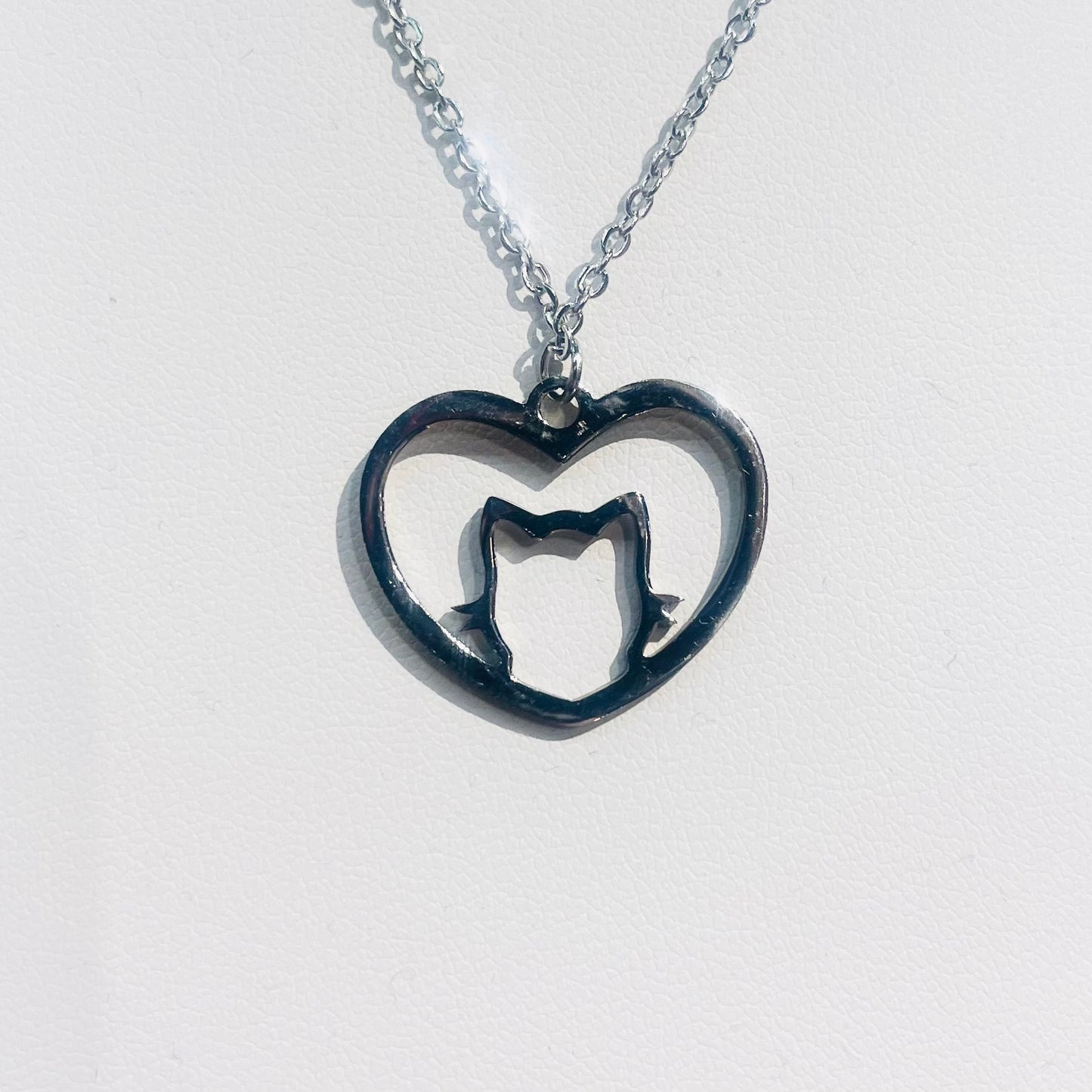 Cat Silhouette In Heart Necklace