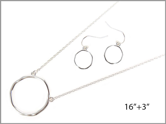 Hammered Circle Necklace/Earring Set