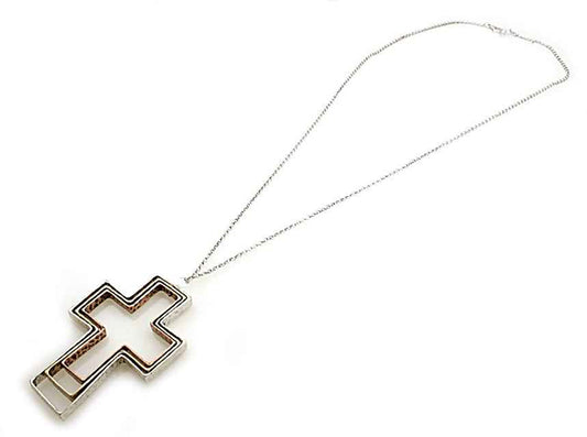 Three Large Crosses - Long Multicolor Necklace