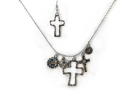 Cross Cluster Silver N/E Set