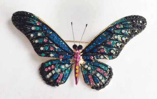 Blue Crystal Butterfly Pin