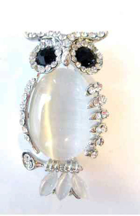 White Stone Owl Pin