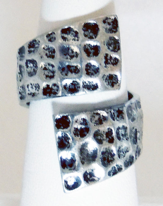 Silver Hammered Wedge Adjustable Metal Ring