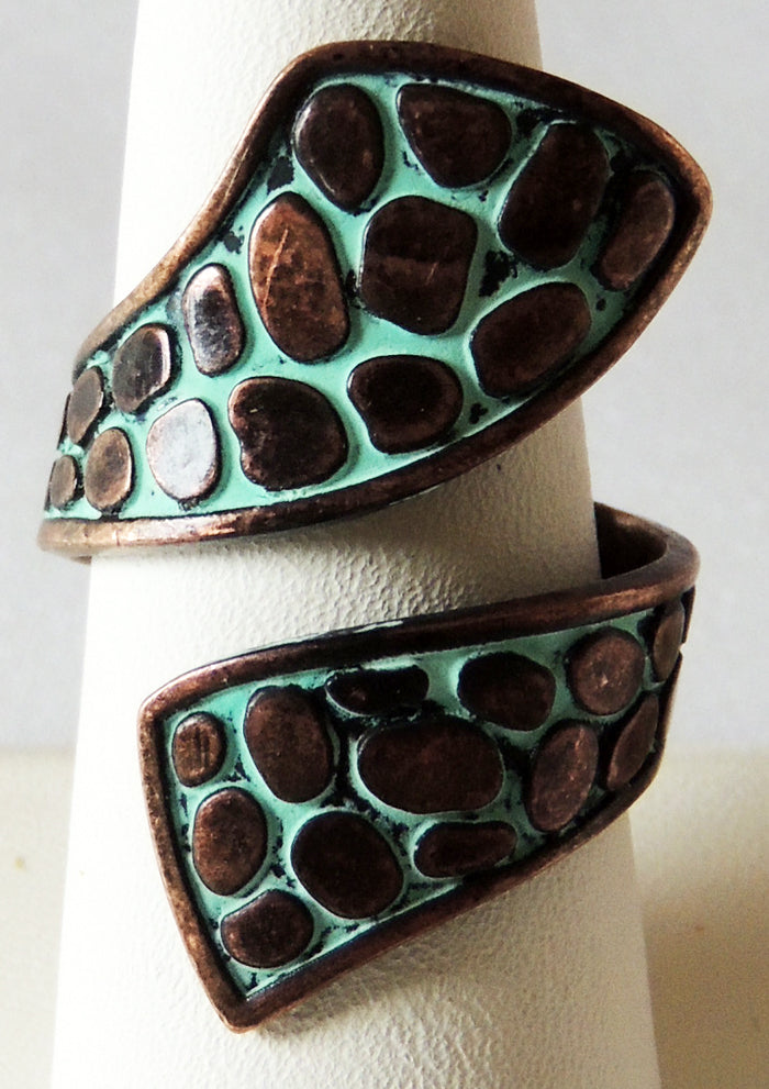 Patina Snake Skin Wedge Adjustable Metal Ring