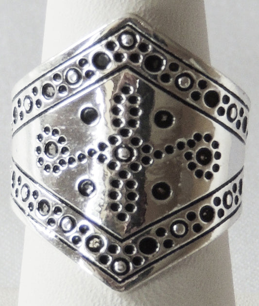 Silver Large Diamond Shape Adjustable Metal Ring