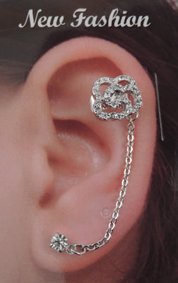 Crystal Rose - Ear Cuff W/ Post Earring.