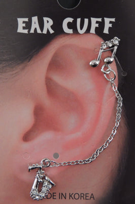 Music Notes - Double Post Earrings w/ Chain