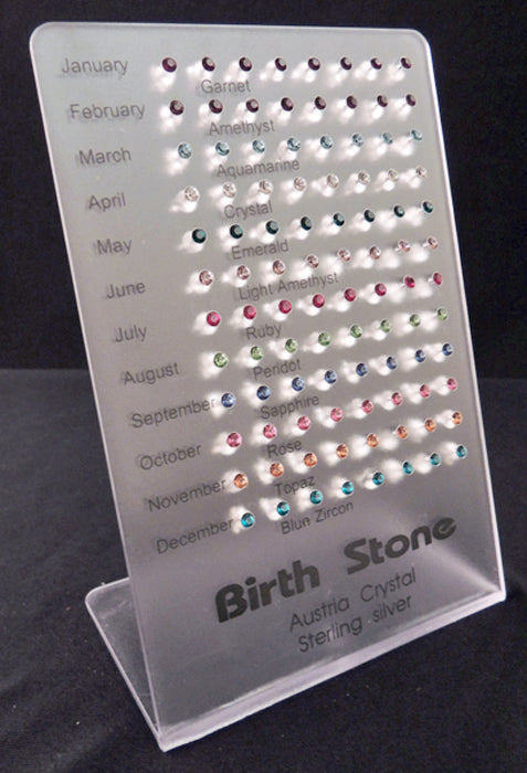 Round Birthstone Sterling Silver Post Earrings