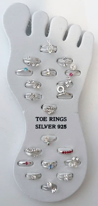 Crystal Design Mix Sterling Silver Toe Ring