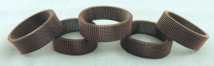 Brown Mesh Surgical Steel Ring