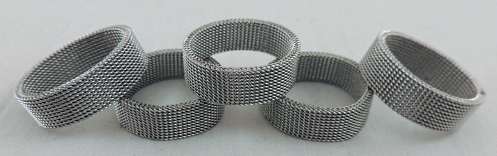 Silver Mesh Surgical Steel Ring