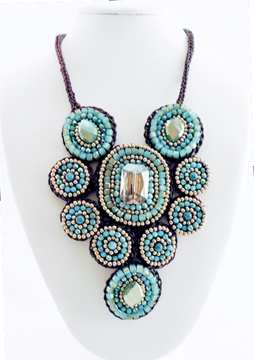 Big Gems Blues & Teals Stone Necklace