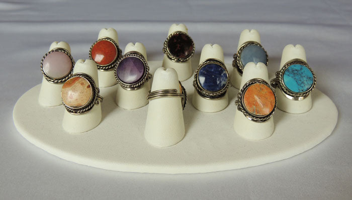 Natural Round Stone Adjustable Ring