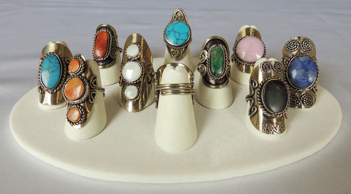 Natural Long Stone Adjustable Ring